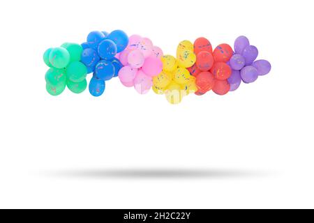 Groupe de ballons multicolores pour la décoration dans les célébrations de divers jours importants isolés sur fond blanc. Banque D'Images