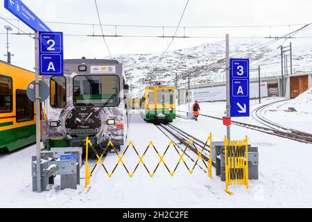 Jungfrau,Suisse-Jan 4,2017: Le chemin de fer Jungfrau UN train qui relie Interlaken au sommet de la Jungfrau sur les Alpes, qui est appelé ' Banque D'Images