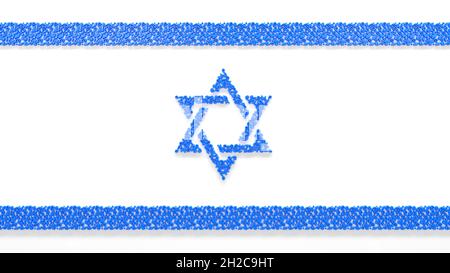 Joli drapeau israélien bleu motif décoratif isolé - objet numérique illustration 3D Banque D'Images