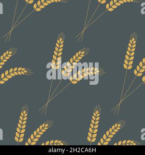 Motif sans couture, oreille de seigle de blé, fond de récolte rurale, illustration vectorielle pour trois épillets textiles Illustration de Vecteur