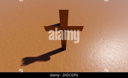 Concept ou concept argile chrétienne croix sur un fond argileux. métaphore de l'illustration 3d pour Dieu, Christ, Christianisme, religieux, foi, saint, spi Banque D'Images