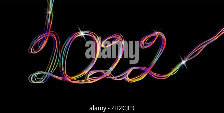 Dessin au stylo 2022 calligraphie multicolore .Illustration vectorielle Illustration de Vecteur