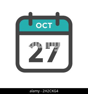 Octobre 27 jour civil ou date de calendrier pour la date limite et la date de rendez-vous Illustration de Vecteur