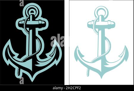 Ancrage nautique vectoriel isolé en noir et blanc Illustration de Vecteur
