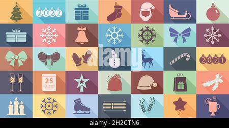 Ensemble du nouvel an 35 pièces éléments de vacances du nouvel an - illustration vectorielle Illustration de Vecteur