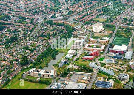 Image aérienne du campus Jubilé de l'Université de Nottingham, dans le Nottinghamshire, Angleterre, Royaume-Uni Banque D'Images