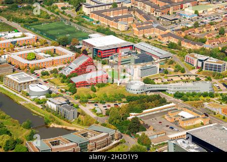 Image aérienne du campus Jubilé de l'Université de Nottingham, dans le Nottinghamshire, Angleterre, Royaume-Uni Banque D'Images