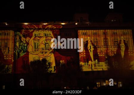 Projection de cartes vidéo pendant le Festival Mascagni, Livourne, 2020 Banque D'Images