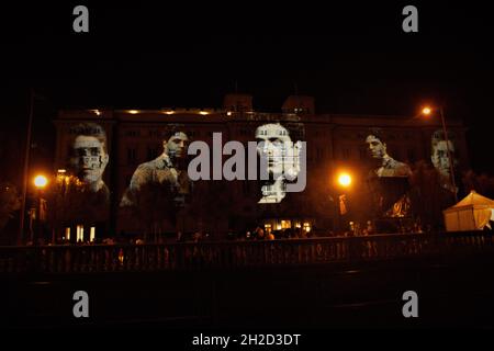 Projection de cartes vidéo pendant le Festival Mascagni, Livourne, 2020 Banque D'Images