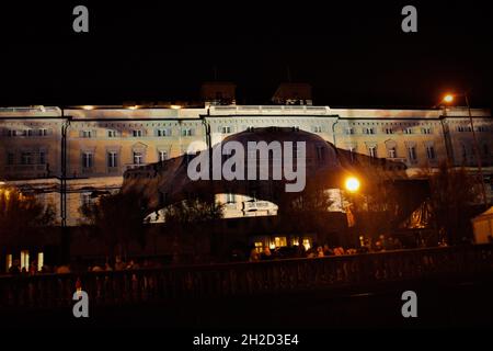 Projection de cartes vidéo pendant le Festival Mascagni, Livourne, 2020 Banque D'Images