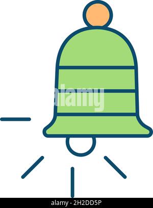 Icône de couleur RVB de la cloche d'école Illustration de Vecteur