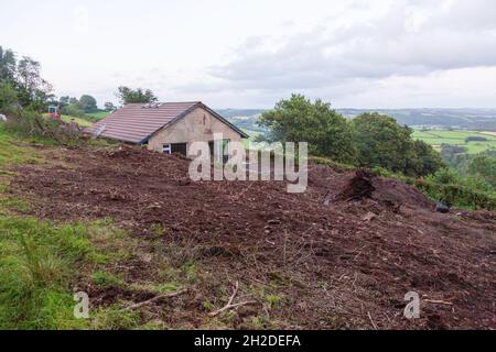 Vue sur les terres agricoles du village de High Bickington, Devon, Angleterre, Royaume-Uni. Banque D'Images