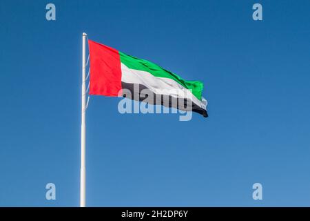 Drapeau sur le drapeau des Émirats arabes Unis à Abu Dhabi Banque D'Images