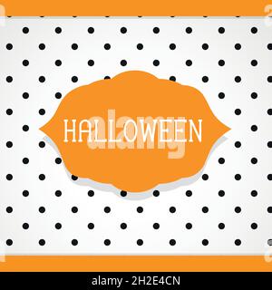 Texte Halloween.Arrière-plan pointillé noir et blanc.Illustration vectorielle, conception plate Illustration de Vecteur