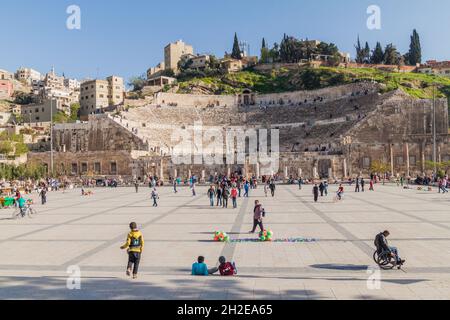 AMMAN, JORDANIE - 31 MARS 2017 : vue sur le théâtre romain d'Amman. Banque D'Images