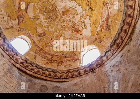 QUSAYR AMRA, JORDANIE - 3 AVRIL 2017 : constellations et zodiaque peintes sur le dôme de Qusayr Amra parfois Quseir Amra ou Qasr Amra , un des dese Banque D'Images