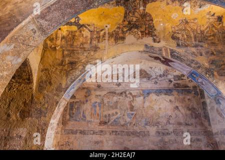 QUSAYR AMRA, JORDANIE - 3 AVRIL 2017 : fresques des femmes de bain à Qusayr Amra parfois Quseir Amra ou Qasr Amra , un des châteaux du désert situés à i Banque D'Images