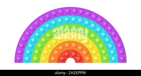 POPIT Bright Rainbow jouets en silicone tendance.Bulle Sensory popit pour les doigts d'enfant.Jouet arc-en-ciel antistress addictif pour le violon.Vecteur Illustration de Vecteur