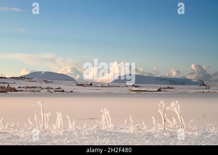 Stenness Loch en hiver, Orcades Banque D'Images