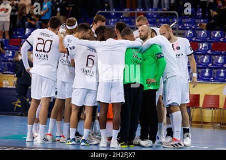 Barcelone, Espagne.21 octobre 2021. Joueurs de PSG Handball pendant le match de la Ligue des champions de l'EHF entre le FC Barcelone et le PSG Handball au Palau Blaugrana à Barcelone.(Image de crédit : © David Ramirez/DAX via ZUMA Press Wire) Banque D'Images