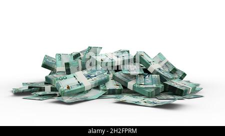Pile 3D de 100 notes gambiennes de Dalasi Banque D'Images