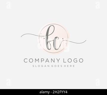 Logo FC féminin.Utilisable pour les logos nature, salon, Spa, cosmétique et Beauté.Elément de modèle de logo Flat Vector. Illustration de Vecteur