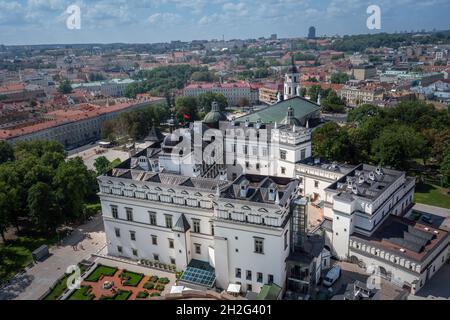 Vue aérienne du Palais des Grands Ducs de Lituanie - Vilnius, Lituanie Banque D'Images