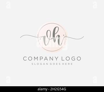 Logo VH féminin.Utilisable pour les logos nature, salon, Spa, cosmétique et Beauté.Elément de modèle de logo Flat Vector. Illustration de Vecteur