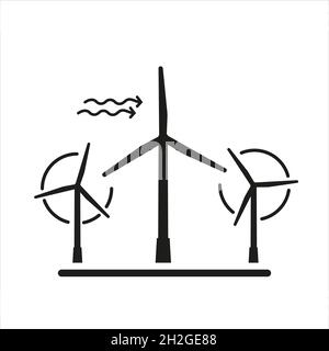 Silhouettes éoliennes.Centrale éolienne. Illustration de Vecteur