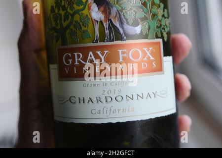 Kastrup/Copenhagen/Denmark./14 octobre 2021/ Chardooney 2019 vin provenant de vignobles de renard gris de Californie aux états-unis .(Photo..Francis Joseph Dean/Dean Pictures) Banque D'Images