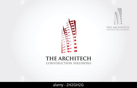 Modèle de logo vectoriel Architect Construction Solutions.Architecte idée de construction, vecteur création construction de bâtiment. Illustration de Vecteur