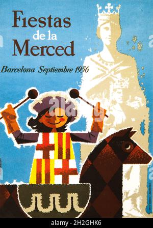 Cartel de Jordi Pla Domènech, Fiestas de la Merced.Barcelone, septiembre 1956'.Colección privada. Banque D'Images