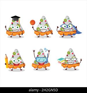 Élève d'école de tranche de fruit tart personnage de dessin animé avec diverses expressions.Illustration vectorielle Illustration de Vecteur