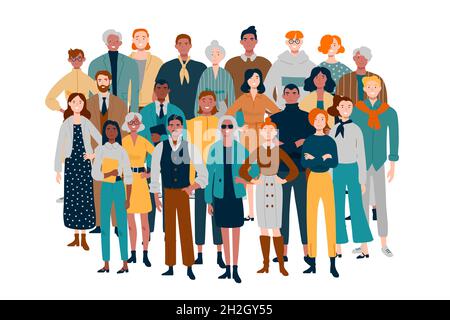 Portrait de l'équipe d'affaires.Des personnes diverses qui se tiennent ensemble Illustration de Vecteur