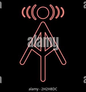 Tour radio néon rouge couleur vecteur illustration plate lumière image Illustration de Vecteur