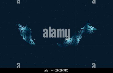 Abstrait pointillé demi-ton avec effet étoilé sur fond bleu foncé avec carte de la Malaisie.Sphère et structure de la technologie numérique en pointillés. vecto Illustration de Vecteur