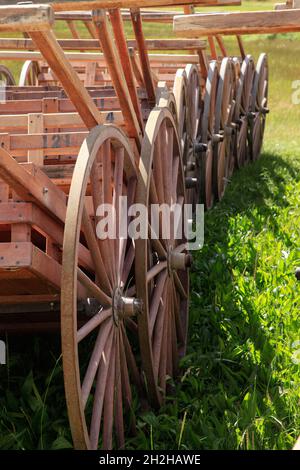 Les chariots à main étaient un moyen de transport pour les pionniers mormon qui traversaient les plaines vers l'Utah dans les années 1800. Banque D'Images