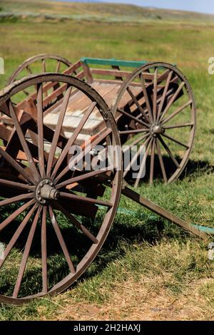 Les chariots à main étaient un moyen de transport pour les pionniers mormon qui traversaient les plaines vers l'Utah dans les années 1800. Banque D'Images