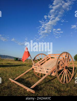 Les chariots à main étaient un moyen de transport pour les pionniers mormon qui traversaient les plaines vers l'Utah dans les années 1800. Banque D'Images