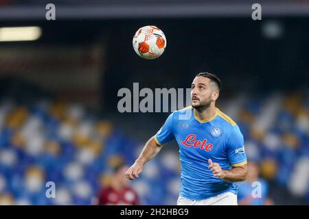 Le défenseur grec Konstantinos Manolas de SSC Napoli lors du match de ligue europa SSC Napoli - Legia Varsovie, au stade Diego Armando Maradona, dans le sud de l'Italie, le 21 octobre 2021. Banque D'Images