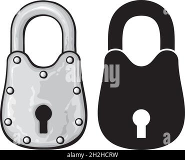 Illustration vectorielle d'un cadenas rouillé Illustration de Vecteur