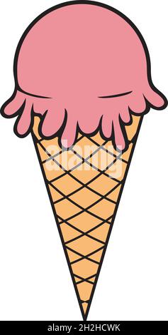 Illustration du vecteur de couleur du cône de glace Illustration de Vecteur