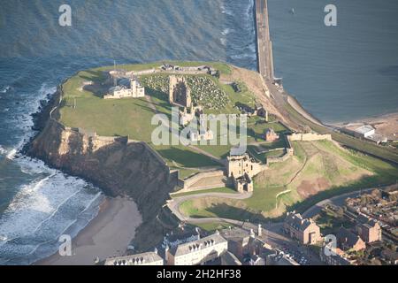 Château et Prieuré de Tynemouth, North Tyneside, 2015. Banque D'Images