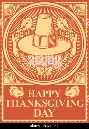 Illustration vectorielle de l'affiche du jour de Thanksgiving Illustration de Vecteur