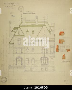 William Borden Residence, Chicago, Illinois, South Elevation, 1886. Banque D'Images