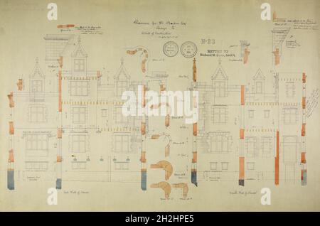 Résidence William Borden, Chicago, Illinois, Détails de la construction, 1885-86. Banque D'Images