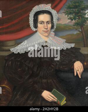 Femme avec un livre vert (Louisa Galmond Cook), 1838. Banque D'Images