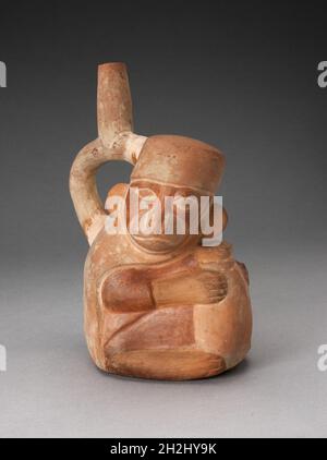 Poignée du bec en forme de singe tenant un pot, 100 B.C./A.D.500. Banque D'Images