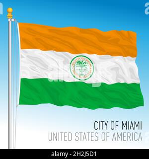 Drapeau de la ville de Miami, Floride, États-Unis, illustration vectorielle Illustration de Vecteur