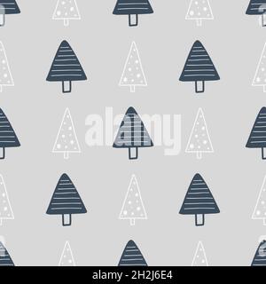 Motif arbre sans couture avec symboles Noël et nouvel an.Joli imprimé vectoriel.Papier numérique.Elément de conception Illustration de Vecteur